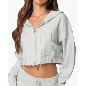 Edikted Russell Crop Zip-Up Hoodie